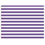 Horizontal Stripes - White and Dark Lavender Violet Double Sided Flano Blanket (Medium)