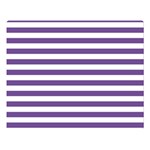 Horizontal Stripes - White and Dark Lavender Violet Double Sided Flano Blanket (Large)