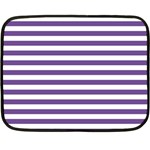 Horizontal Stripes - White and Dark Lavender Violet Double Sided Fleece Blanket (Mini)