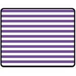 Horizontal Stripes - White and Dark Lavender Violet Double Sided Fleece Blanket (Medium) (Two Sides)