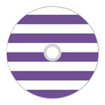 Horizontal Stripes - White and Dark Lavender Violet CD Wall Clock