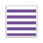 Horizontal Stripes - White and Dark Lavender Violet Memory Card Reader with Storage (Square)