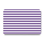 Horizontal Stripes - White and Dark Lavender Violet Small Doormat