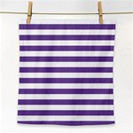 Horizontal Stripes - White and Dark Lavender Violet Face Towel