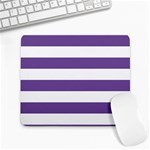 Horizontal Stripes - White and Dark Lavender Violet Large Mousepad