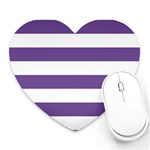 Horizontal Stripes - White and Dark Lavender Violet Heart Mousepad