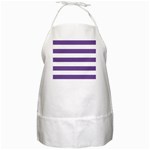 Horizontal Stripes - White and Dark Lavender Violet BBQ Apron