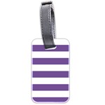 Horizontal Stripes - White and Dark Lavender Violet Luggage Tag (Two Sides)