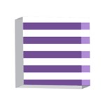 Horizontal Stripes - White and Dark Lavender Violet 4 x 4  Acrylic Photo Block