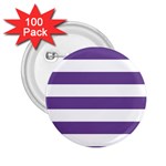 Horizontal Stripes - White and Dark Lavender Violet 2.25  Button (100 pack)