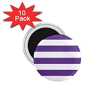 Horizontal Stripes - White and Dark Lavender Violet 1.75  Magnet (10 pack)