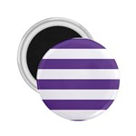 Horizontal Stripes - White and Dark Lavender Violet 2.25  Magnet