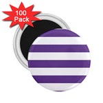 Horizontal Stripes - White and Dark Lavender Violet 2.25  Magnet (100 pack)