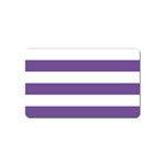 Horizontal Stripes - White and Dark Lavender Violet Magnet (Name Card)