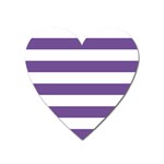 Horizontal Stripes - White and Dark Lavender Violet Magnet (Heart)