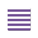 Horizontal Stripes - White and Dark Lavender Violet Magnet (Square)