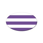 Horizontal Stripes - White and Dark Lavender Violet Sticker Oval (100 pack)
