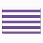 Horizontal Stripes - White and Dark Lavender Violet Postcards 5  x 7  (Pkg of 10)