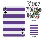 Horizontal Stripes - White and Dark Lavender Violet Playing Cards 54 Designs