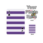 Horizontal Stripes - White and Dark Lavender Violet Playing Cards 54 (Mini)