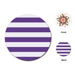 Horizontal Stripes - White and Dark Lavender Violet Playing Cards (Round)