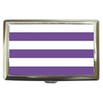 Horizontal Stripes - White and Dark Lavender Violet Cigarette Money Case