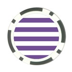 Horizontal Stripes - White and Dark Lavender Violet Poker Chip Card Guard