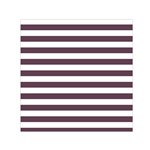 Horizontal Stripes - White and Eggplant Violet Small Satin Scarf  (Square)