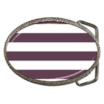 Horizontal Stripes - White and Eggplant Violet Belt Buckle