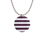 Horizontal Stripes - White and Eggplant Violet 1  Button Necklace