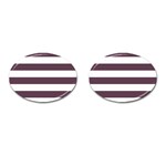 Horizontal Stripes - White and Eggplant Violet Cufflinks (Oval)