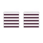 Horizontal Stripes - White and Eggplant Violet Cufflinks (Square)
