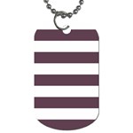 Horizontal Stripes - White and Eggplant Violet Dog Tag (Two Sides)