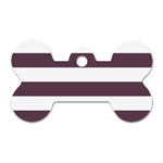 Horizontal Stripes - White and Eggplant Violet Dog Tag Bone (One Side)