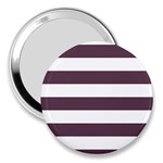 Horizontal Stripes - White and Eggplant Violet 3  Handbag Mirror