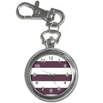 Horizontal Stripes - White and Eggplant Violet Key Chain Watch