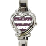 Horizontal Stripes - White and Eggplant Violet Heart Italian Charm Watch