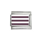 Horizontal Stripes - White and Eggplant Violet Italian Charm (9mm)