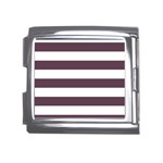 Horizontal Stripes - White and Eggplant Violet Mega Link Italian Charm (18mm)