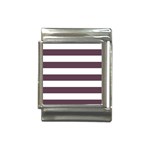Horizontal Stripes - White and Eggplant Violet Italian Charm (13mm)