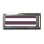 Horizontal Stripes - White and Eggplant Violet Superlink Italian Charm (9mm)