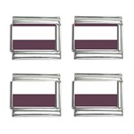 Horizontal Stripes - White and Eggplant Violet 9mm Italian Charm (4 pack)