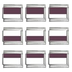 Horizontal Stripes - White and Eggplant Violet 9mm Italian Charm (9 pack)