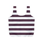 Horizontal Stripes - White and Eggplant Violet Full Print Recycle Bag (S)