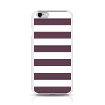 Horizontal Stripes - White and Eggplant Violet Apple iPhone 6/6S Silicone Case (Transparent)