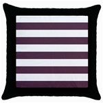 Horizontal Stripes - White and Eggplant Violet Throw Pillow Case (Black)