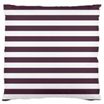 Horizontal Stripes - White and Eggplant Violet Large Cushion Case (One Side)