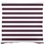 Horizontal Stripes - White and Eggplant Violet Standard Flano Cushion Case (One Side)