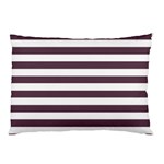Horizontal Stripes - White and Eggplant Violet Pillow Case (One Side)