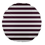 Horizontal Stripes - White and Eggplant Violet Large 18  Premium Round Cushion